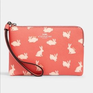 Coach Bunny Print Wristlet